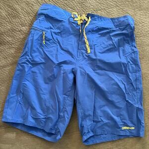Patagonia Swim Trunks Board Shorts Mens Size L Blue Stone Nylon Activewear